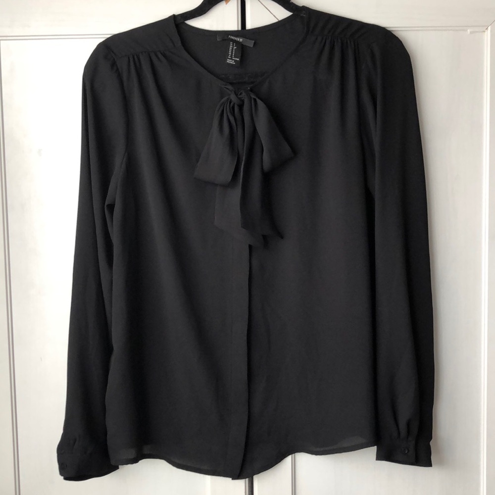 Forever 21 Black Bow Blouse